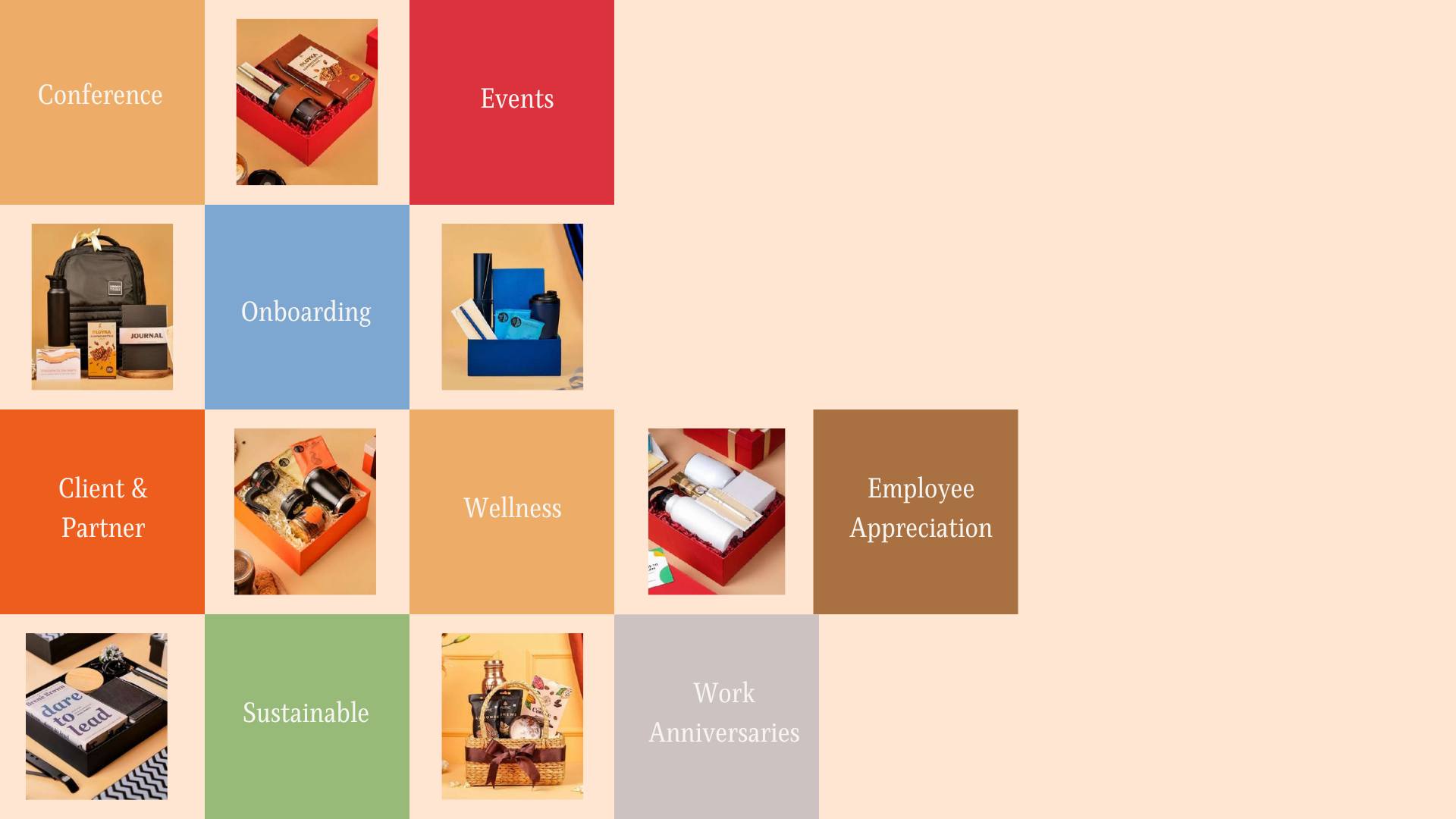 Corporate gift hamper collections grid